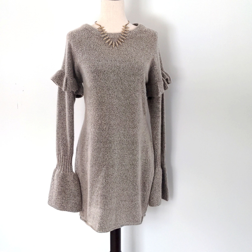 Bell Sleeve Ruffle Sweater Dress